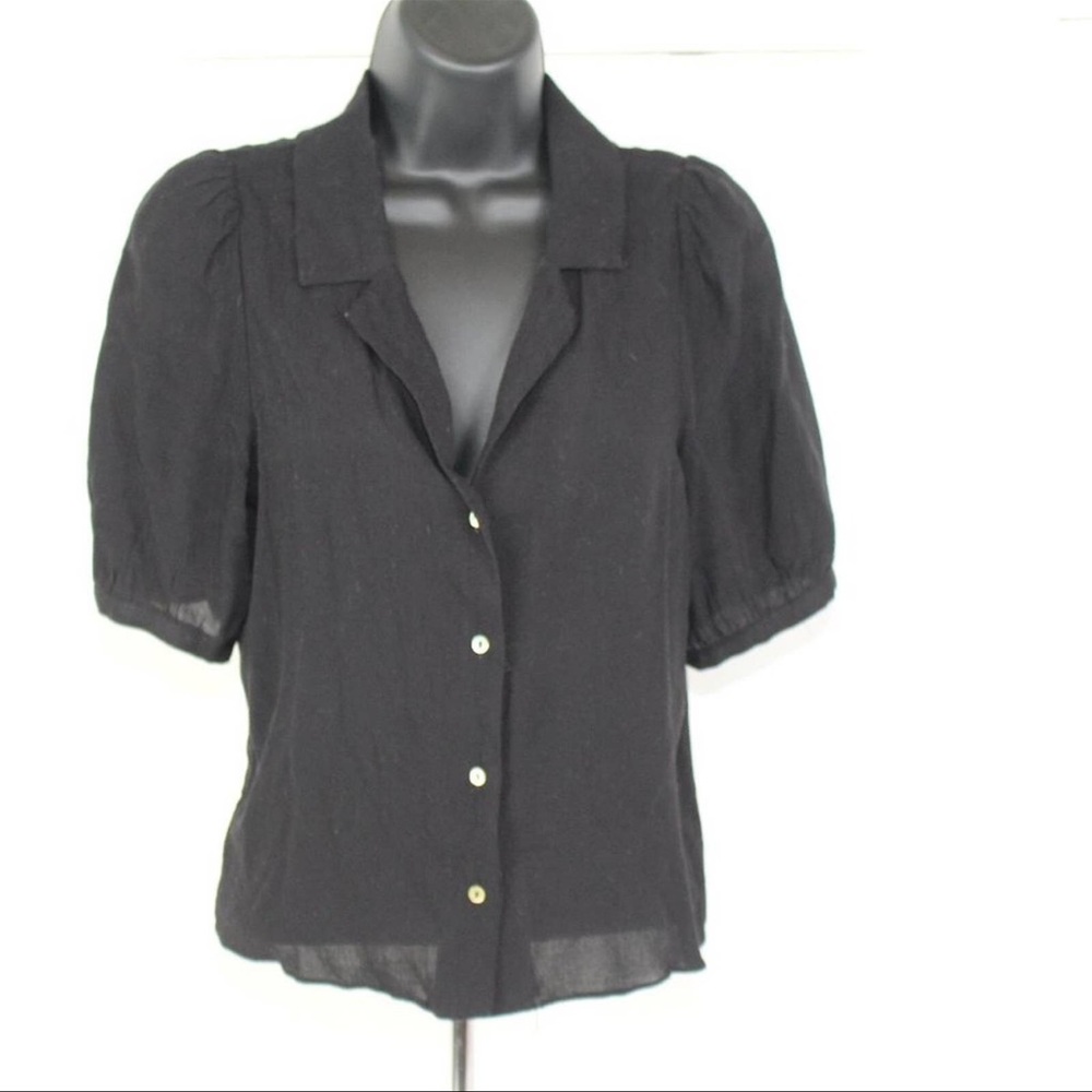 Zara Blouse Buttoned Top Black- Small